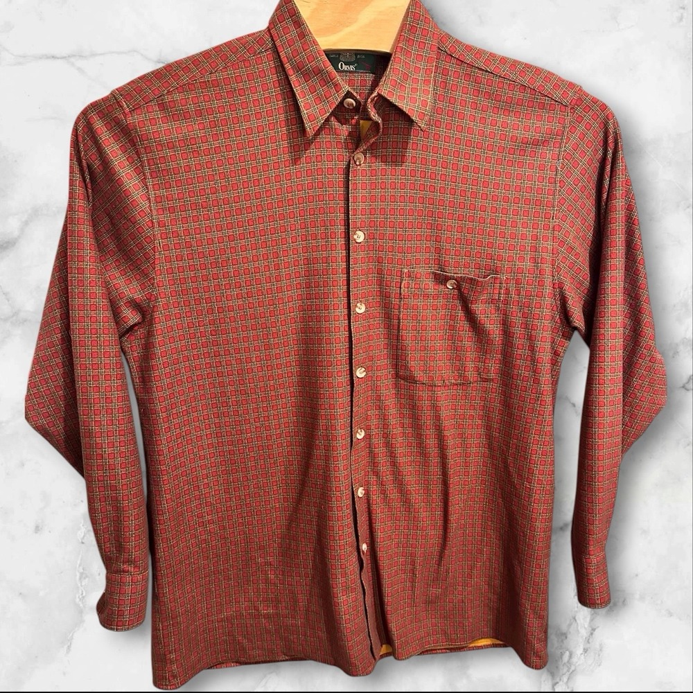 Vintage‎ Orvis Men's Large Button Up Long Sleeve Plaid Fleece